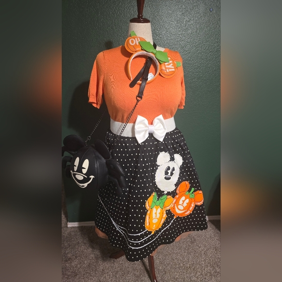 Loungefly Stitch Shoppe Minnie Mouse Pumpkin Balloon Skirt 2x NWT - Picture 2 of 4